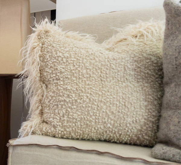 Fuzzy Pillow - Natural & White