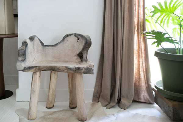 White Teak Root Bench